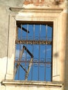 Broken window of a ruined house