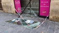 Broken window storefront store crack on shop glass boutique