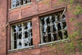 Broken windows on abandoned factory Royalty Free Stock Photo