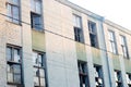 Broken windows in the factory, abandoned building Royalty Free Stock Photo