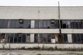 Broken windows in an old abandoned factory Royalty Free Stock Photo