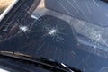 Broken windshield on car Royalty Free Stock Photo