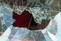 Broken windshield of the car. The car got big hole at windshield Royalty Free Stock Photo
