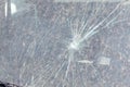 Broken windshield closeup Royalty Free Stock Photo