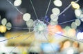 Broken windshield glass on a bokeh background Royalty Free Stock Photo