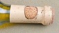 Broken wine bottle cork, close-up, textured background, damaged Royalty Free Stock Photo