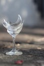 Broken wine glass with blurry background Royalty Free Stock Photo