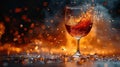 A broken wine glass, its delicate stem snapped in half and its bowl shattered into countless piece Royalty Free Stock Photo