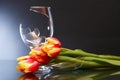 Broken Wineglass And Flowers