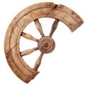 Broken wooden vintage spinning wheel