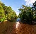 Brokenstraw Creek as seen from the bridge on National Forge Road in Irvine, Warren County, Pennsylvania, USA Royalty Free Stock Photo