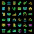 Broker auditor icons set vector neon Royalty Free Stock Photo
