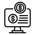 Broker online monitor icon, outline style