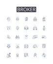 Broker line icons collection. Exchange, Move, Shift, Displace, Reassign, Relocate, Transport vector and linear