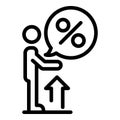 Broker percent money icon, outline style