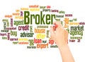 Broker word cloud hand writing concept Royalty Free Stock Photo