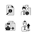 Brokerage black linear icons set