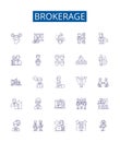 Brokerage line icons signs set. Design collection of Brokerage, Trading, Broker, Firms, Securities, Bonds, Stocks