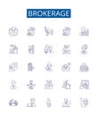 Brokerage line icons signs set. Design collection of Brokerage, Trading, Broker, Firms, Securities, Bonds, Stocks