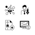 Brokerage service black linear icons set