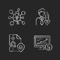 Brokerage service chalk white icons set on black background