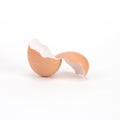 Brokken and cracked egg shell on white background