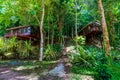 Brokopondo, Suriname - August 2019: Two Bungalows In South American Jungle. Royalty Free Stock Photo