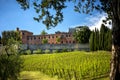 Brolio Castle and the nearby vineyards. The Castle is located in the production area of the famous Chianti Classico wine. Tuscany, Royalty Free Stock Photo