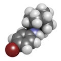 Bromantane asthenia drug molecule. Also used in sports doping. 3D rendering. Atoms are represented as spheres with conventional. Royalty Free Stock Photo