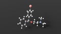 bromazine molecular structure, h1 receptor antagonists, ball and stick 3d model, structural chemical formula with colored atoms