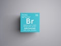Bromine. Bromum. Halogens. Chemical Element of Mendeleev\'s Periodic Table.. 3D illustration