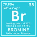 Bromine. Bromum. Halogens. Chemical Element of Mendeleev\'s Periodic Table.. 3D illustration