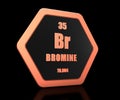 Bromine chemical element periodic table symbol 3d render Royalty Free Stock Photo