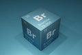 Bromine, 3D background of symbols of the elements of the periodic table, atomic number, atomic weight, name and symbol. Education Royalty Free Stock Photo