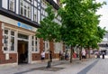 Customers queuing outside Barclays Bank in Bromley in a social distancing queue