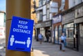 Keep your distance sign in Bromley High Street during the coronavirus pandemic.