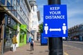 Keep your distance sign on Bromley High Street during the coronavirus pandemic