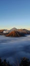 Bromo with beauty cloudy and blue sky