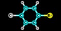 1-Bromo-4-chlorobenzene molecular structure on black Royalty Free Stock Photo