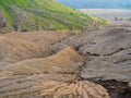 BROMO, INDONESIA - JULY 12, 2O17: Tourists hiking up to the top of Mount Bromo, the active mount Bromo is one of the