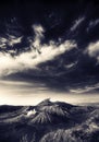 Bromo mountain under cloudy sky Royalty Free Stock Photo