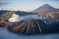 Bromo, Semeru, and Batok volcano mountain in a morning, East Java, Indonesia Royalty Free Stock Photo