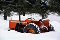 Tractor during snow storm in rural Bromont