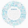 Bronchitis concept in circle with thin line icons