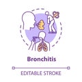 Bronchitis concept icon. Lung disease treatment. Chest pain. Doctor visit. Unwell patient. Influenza idea thin line