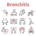 Bronchitis line icons. infographic symbol. Vector sign for web graphic.