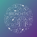 Bronchitis linear icon set