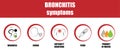 Bronchitis symptoms, symptoms of illnes in red circle Royalty Free Stock Photo