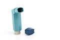 Bronchodilator inhaler using in Asthma patient on white background