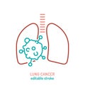 Bronchogenic carcinoma, pulmonary cancer outline icon.